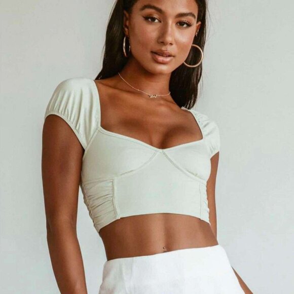 Princess Polly Tops - PRINCESS POLLY Karla Crop Top Light Green Size 4
